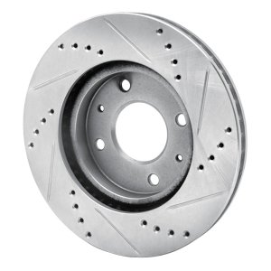 Mitsubishi Lancer Brake Rotor (1) - Front Left - R1 Concepts - Drilled & Slotted - Silver - 2004